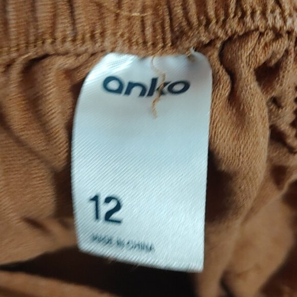 Brown Women's linen natural style wrap skirt with belt buckle size 12 - Picture 6 of 7